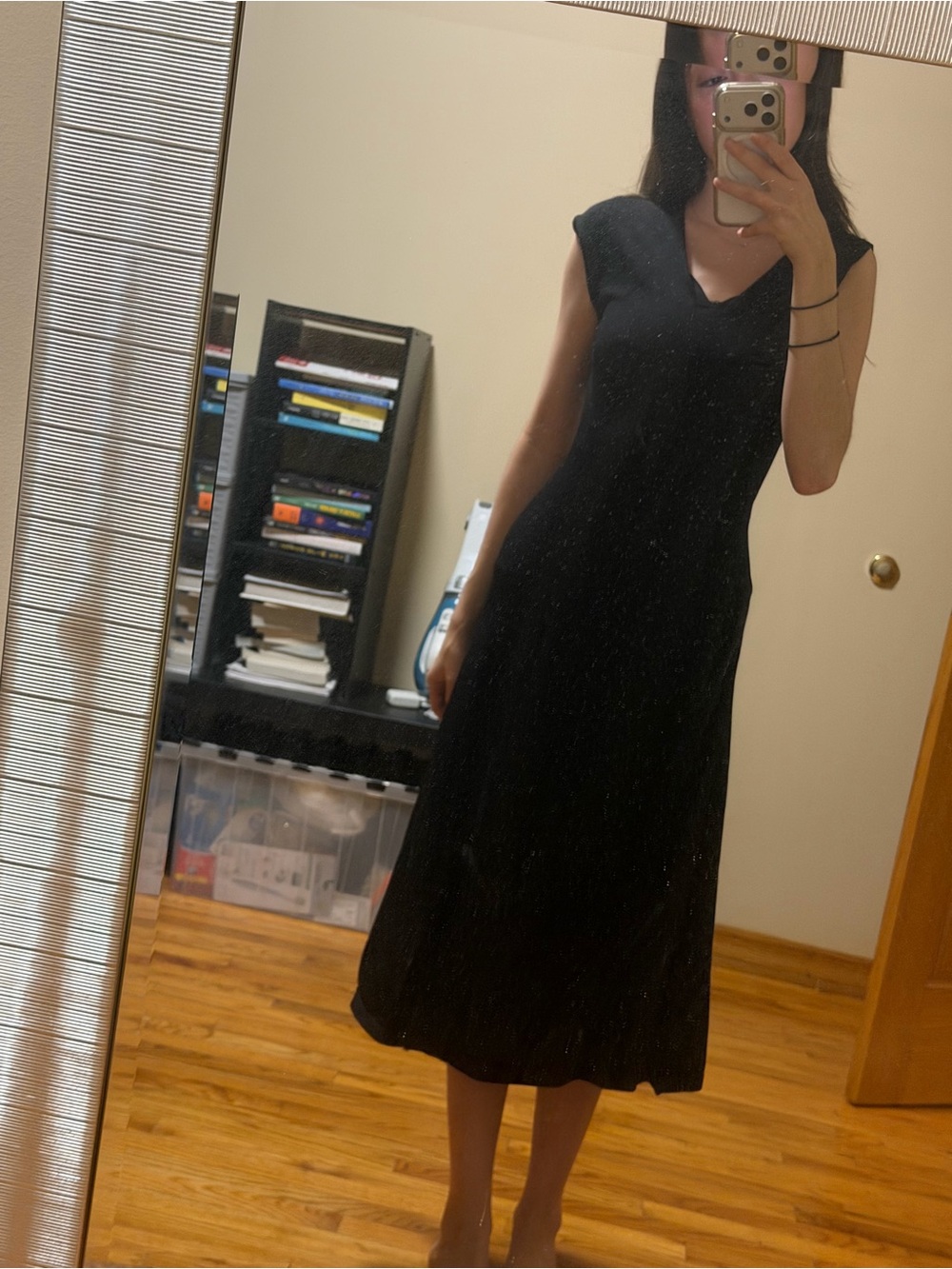 Mango Black V-Neck Sleeveless Midi Dress NEW No Tags